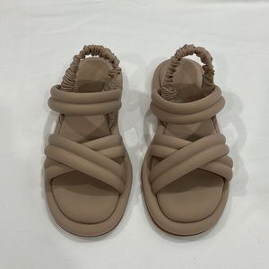 Larroude Anthropologie Joshua Cream Mocha Sandals